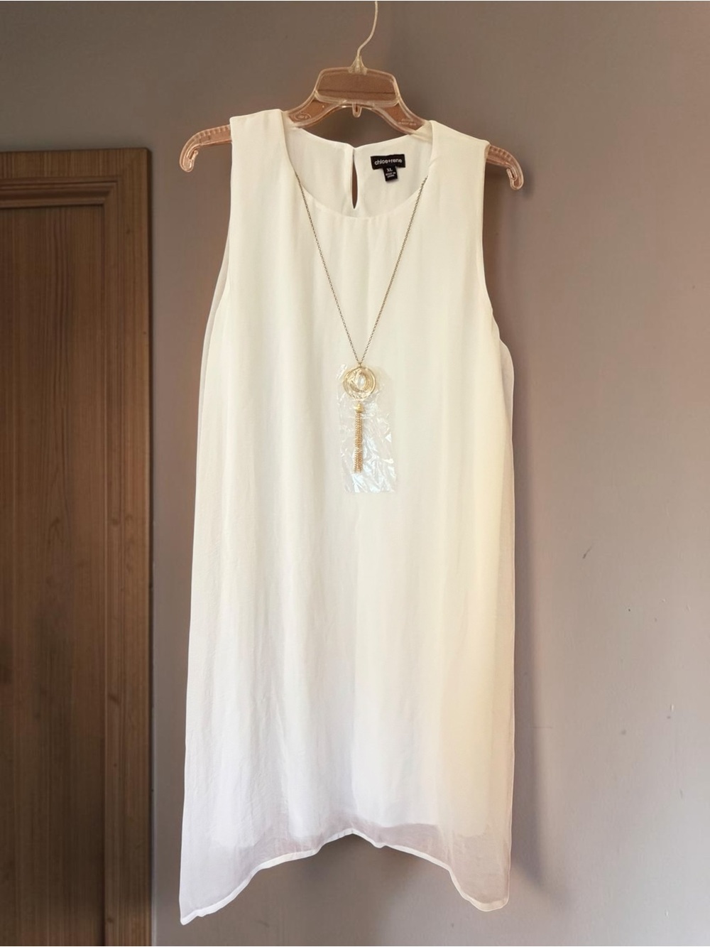 Chloe+Rene Soft White Sleeveless Mini Shift Dress Size XL